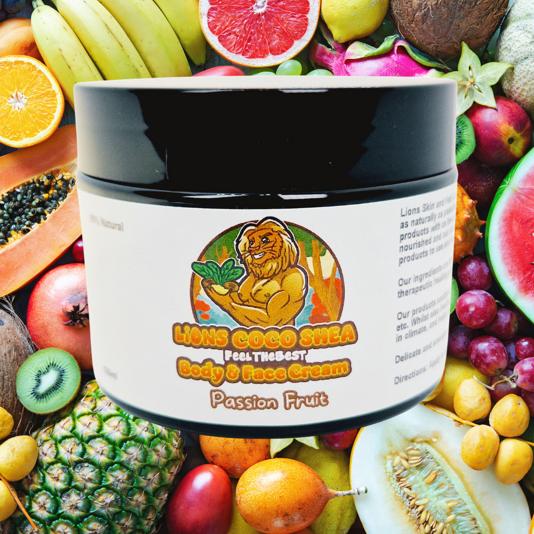 Coco Shea Body and Face Cream. Passion Fruit Fragrance 150ml Lion Skin and Hair Care